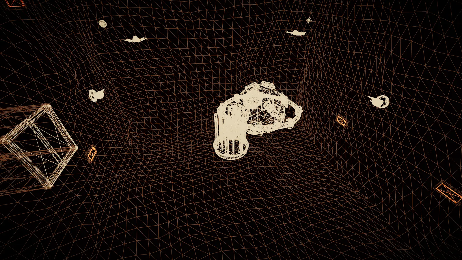 The same view of The Crucible as a wireframe